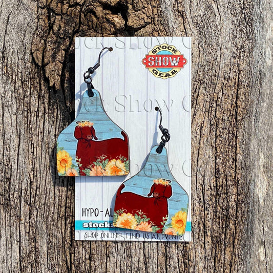 Red Boer Goat Earrings-Autumn Flowers