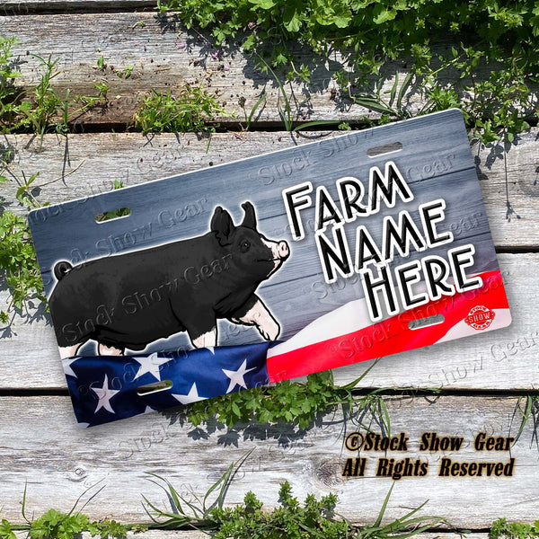Berkshire Pig "Planked Wood Flag" License Plate Design