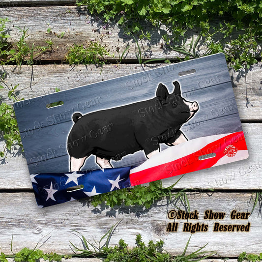 Berkshire Pig "Planked Wood Flag" License Plate Design