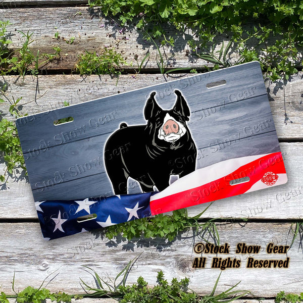 Berkshire Pig "Planked Wood Flag" License Plate Design