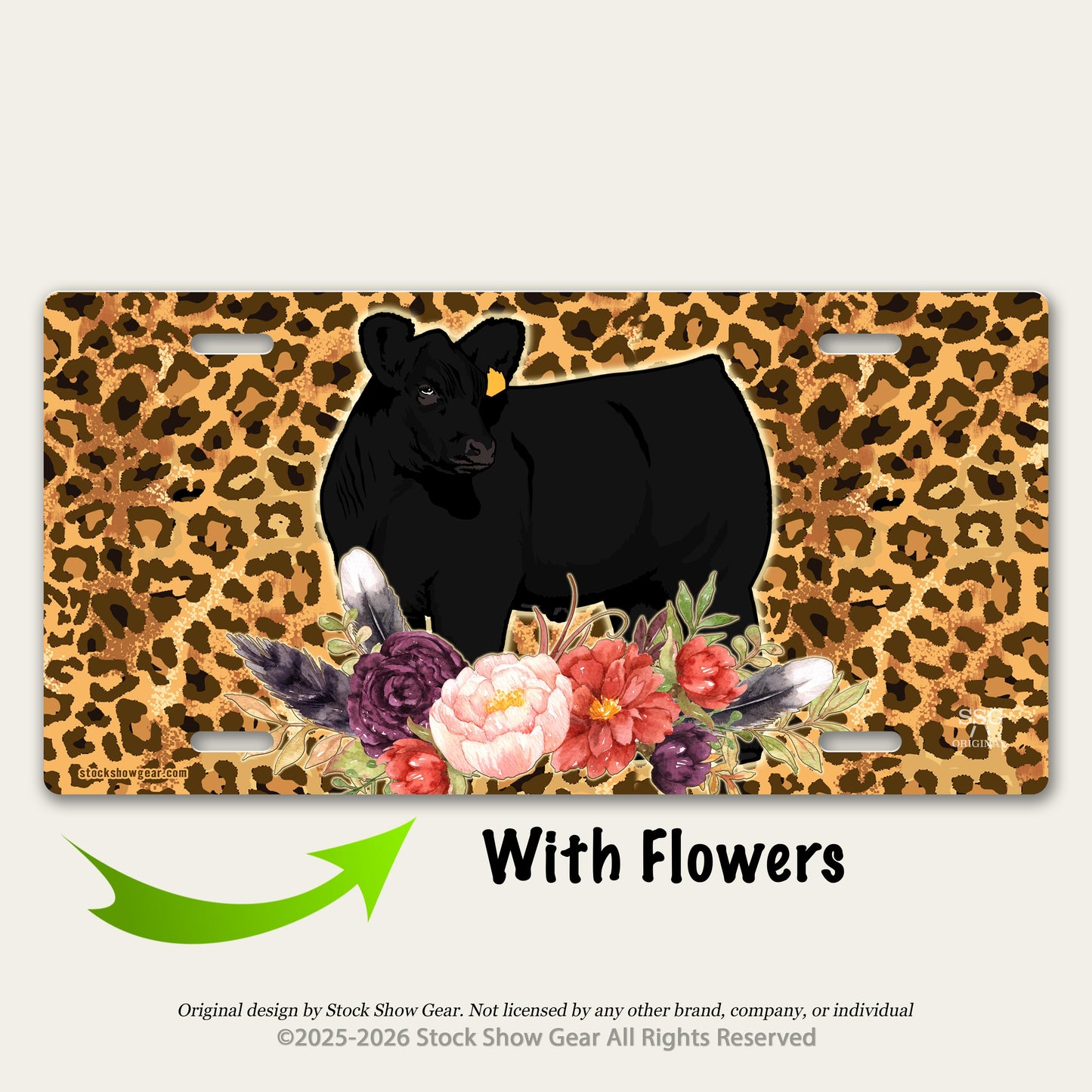 Black Cattle License Plates | Cheetah |Floral
