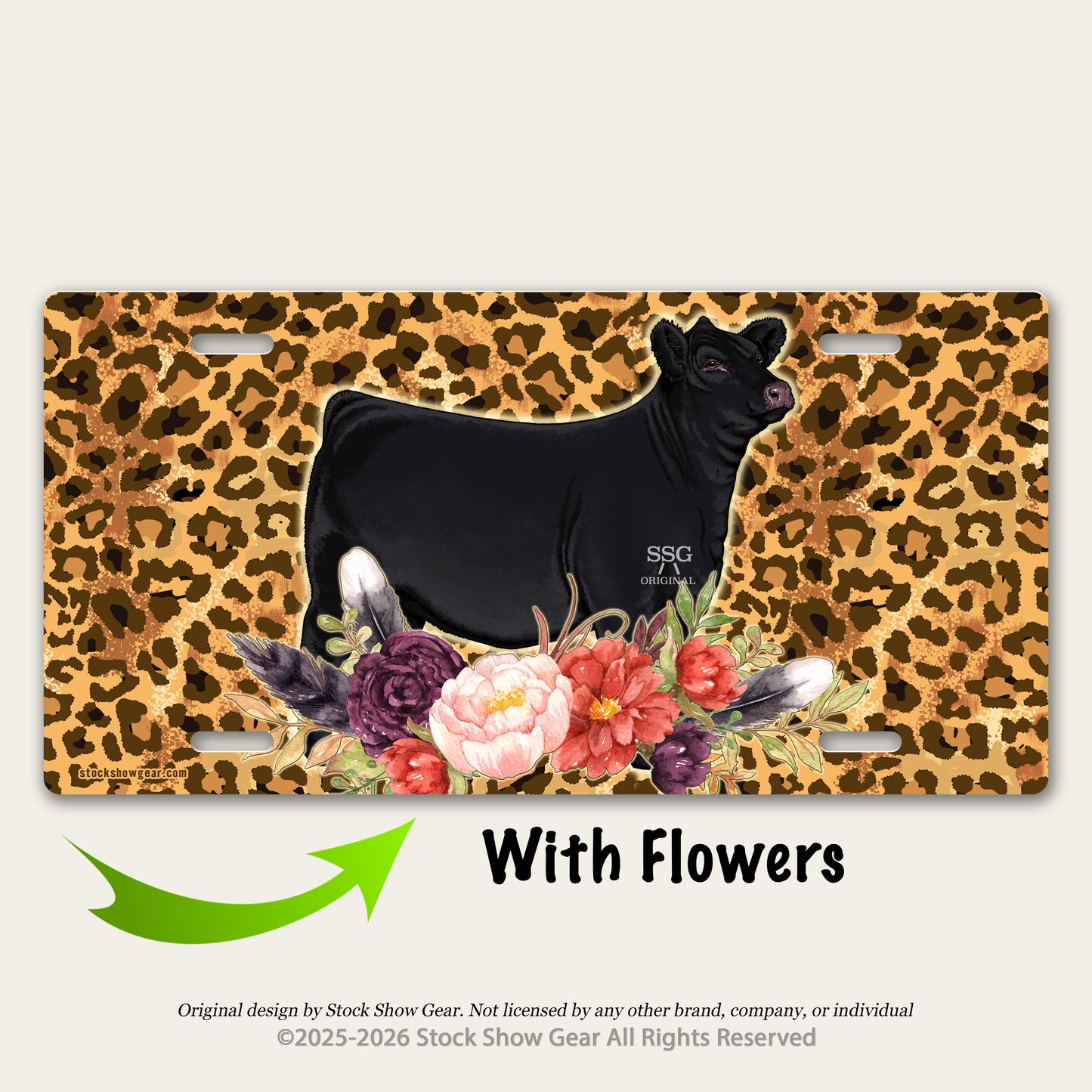 Black Cattle License Plates | Cheetah |Floral