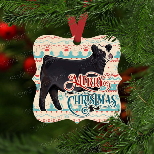 Black Baldy Heifer Wood Christmas Ornaments
