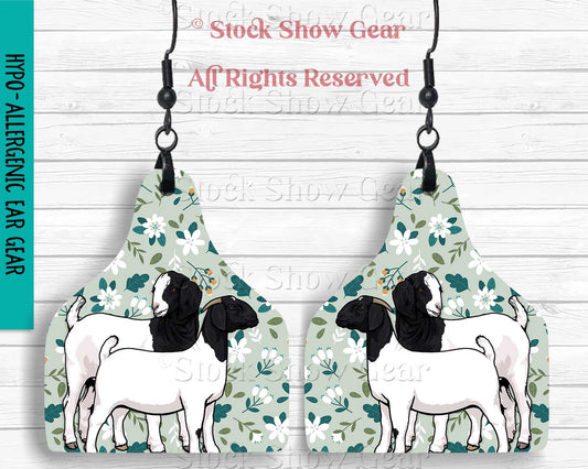 Boer Goat "Green Floral" Earring Designs