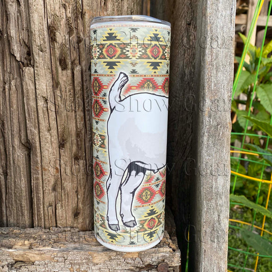 Black Head Boer Wether "Tan Aztec" Tumbler