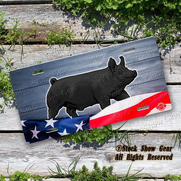 Black Pig "Planked Wood Flag" License Plate Design