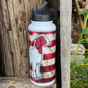 Red Traditional Boer "Wrinkled USA" Water Canteen