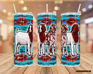 Boer Goats "Red/Teal Aztec" Tumblers