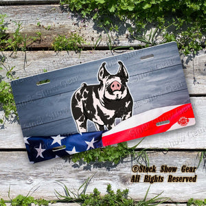 Calico Pig "Planked Wood Flag" License Plate Design