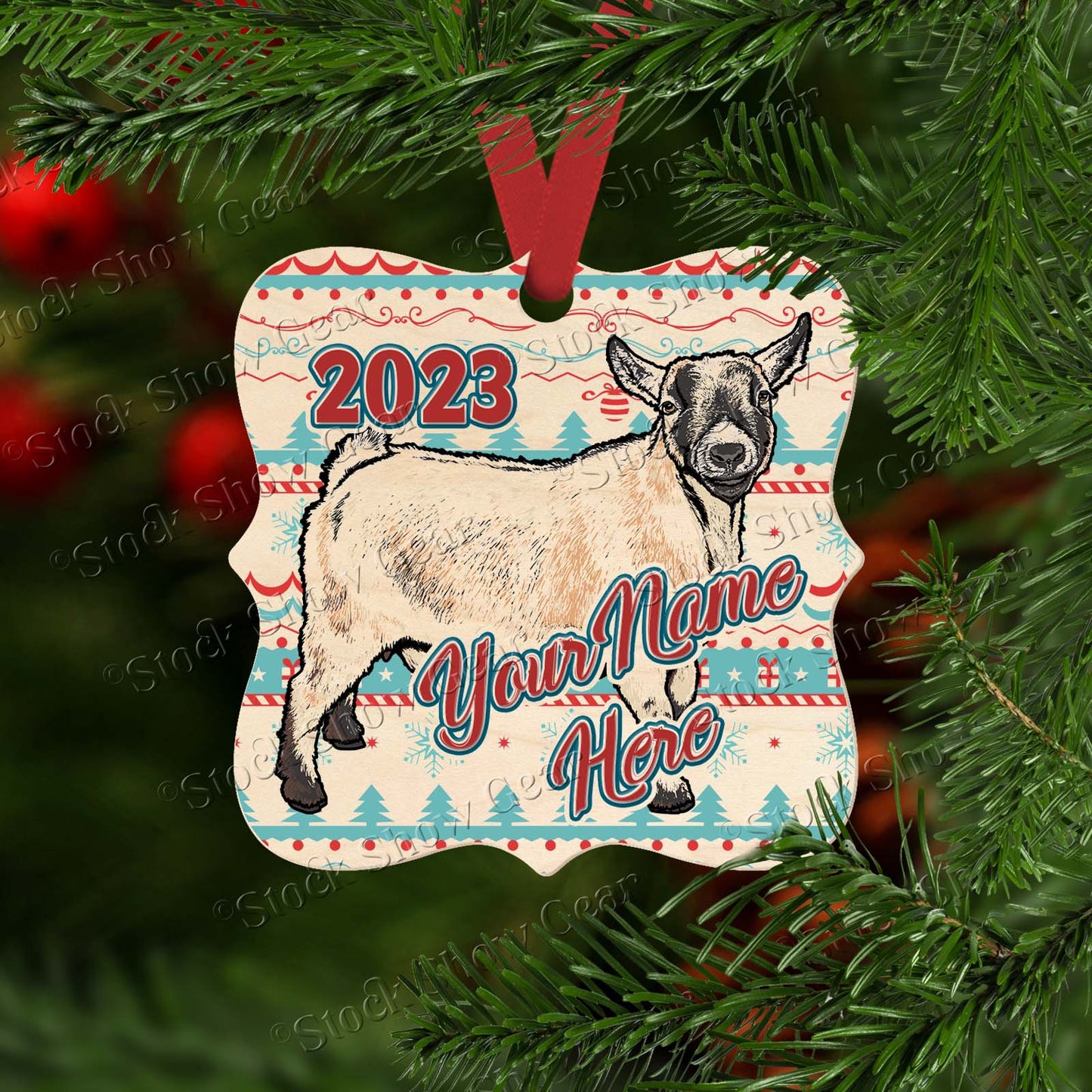 Caramel Pygmy Goat Wood Christmas Ornaments