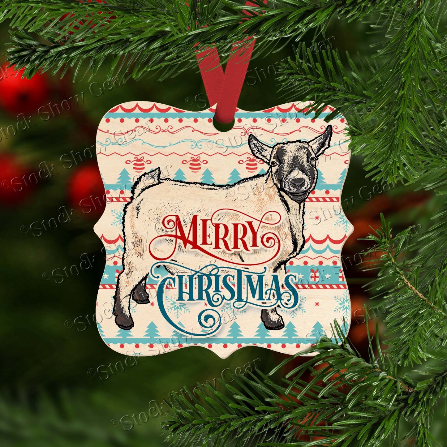 Caramel Pygmy Goat Wood Christmas Ornaments