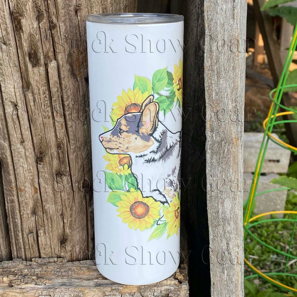 Cowboy Corgi "Sunflower Wreath" Tumbler