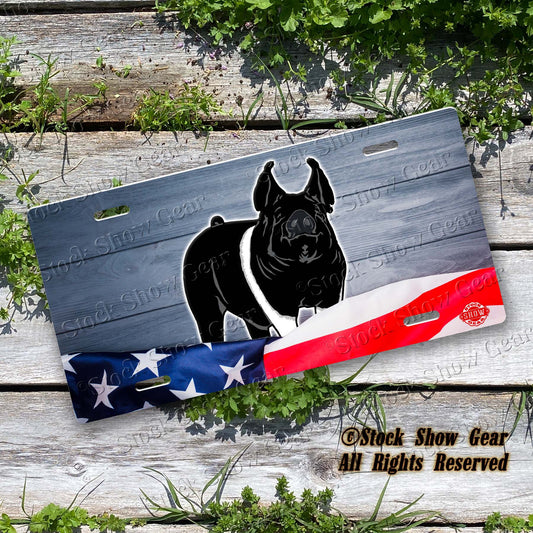 Cross Pig "Planked Wood Flag" License Plate Design