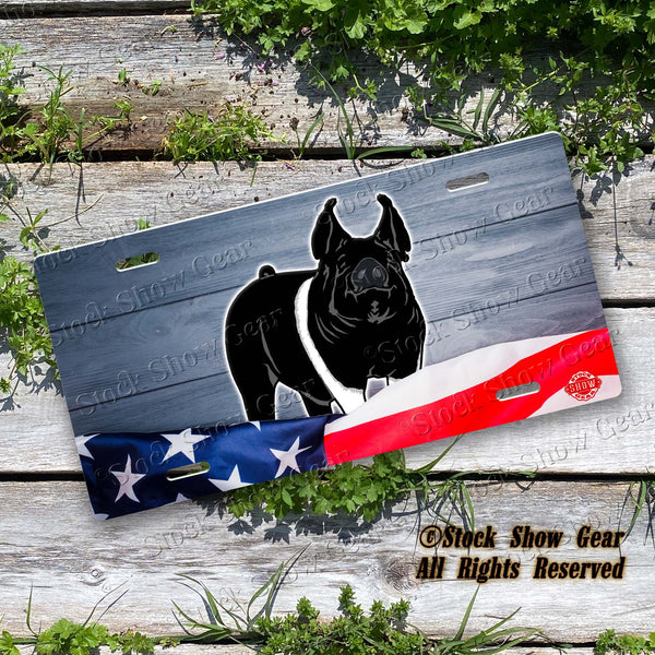 stock show gear hampshire pig usa flag license plate