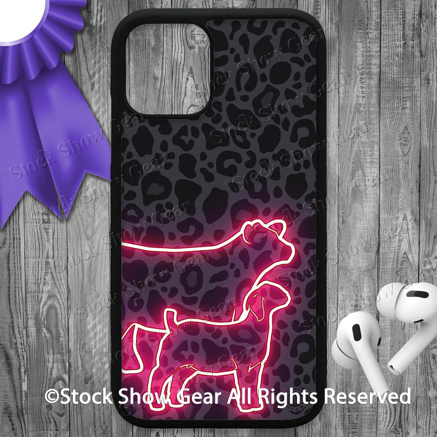 Show Heifer and Goat "Black-Leopard-Neon" Phone Cases-iPhone and Samsung