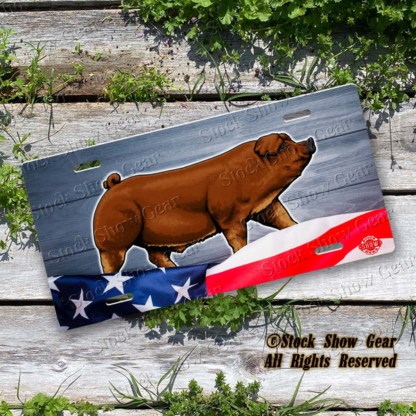 Duroc Pig "Planked Wood Flag" License Plate Design
