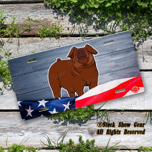 Duroc Pig "Planked Wood Flag" License Plate Design