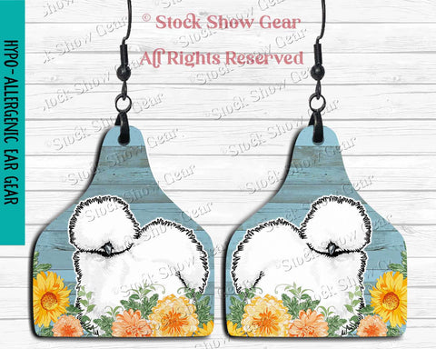 White Silkie Chicken Earrings-Autumn Flowers