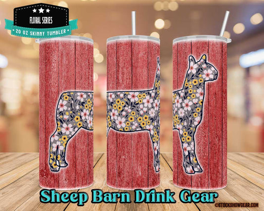 Gray Floral Sheep-Terra Cotta Wood Tumblers