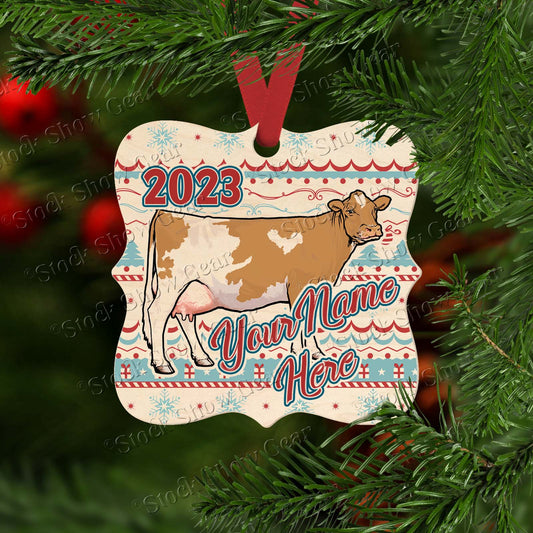 Guernsey Dairy Cow Wood Christmas Ornaments