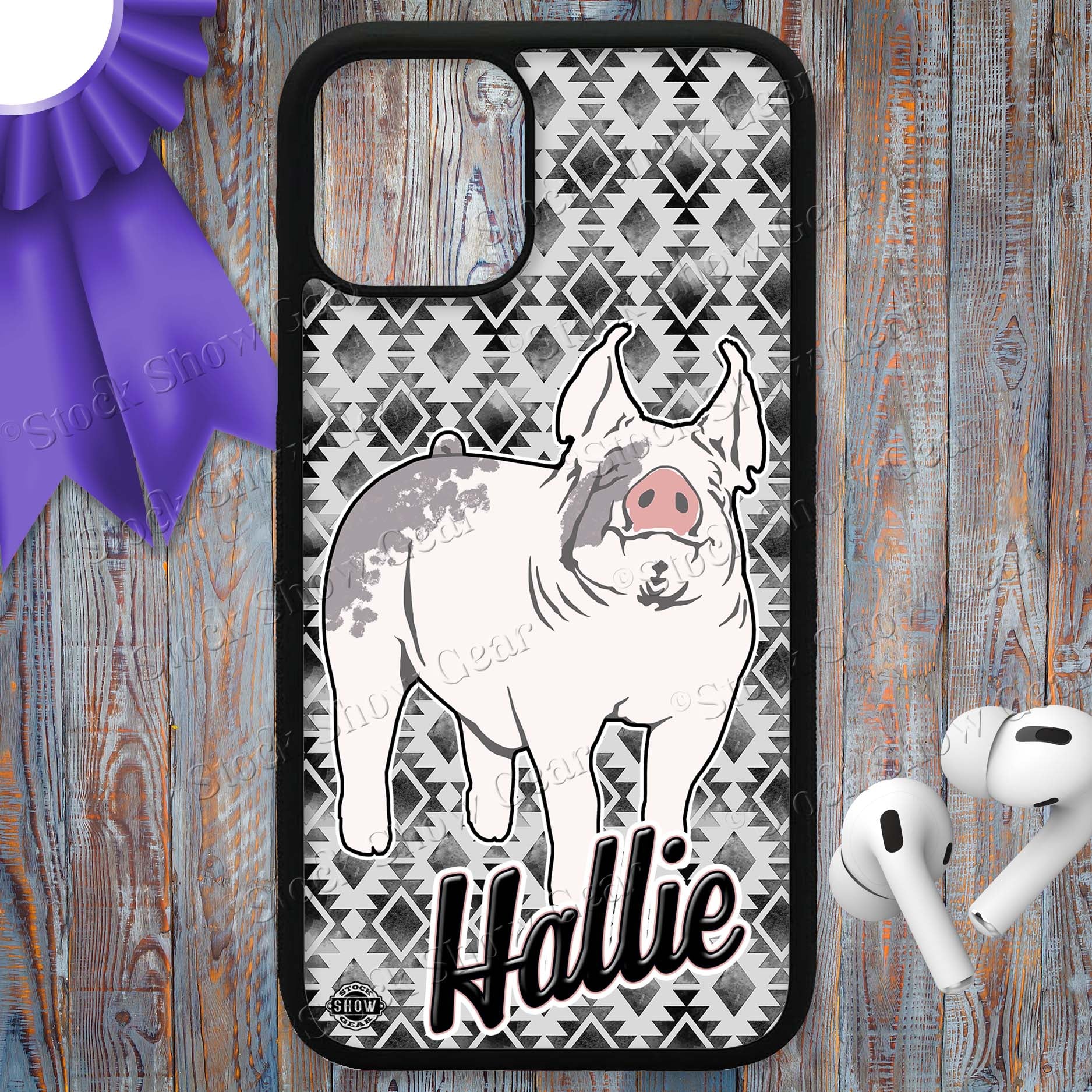 Blue Butt Pig "Gray Diamond" Design Phone Cases