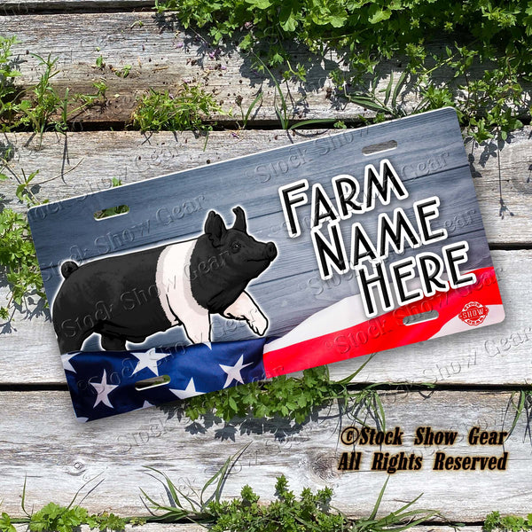 Hampshire Pig "Planked Wood Flag" License Plate Design