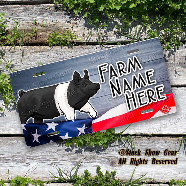 Hampshire Pig "Planked Wood Flag" License Plate Design