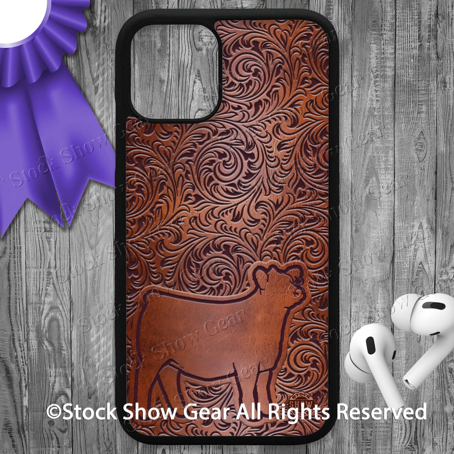 Show Heifer "Tooled Leather-Look" Phone Case-iPhone and Samsung