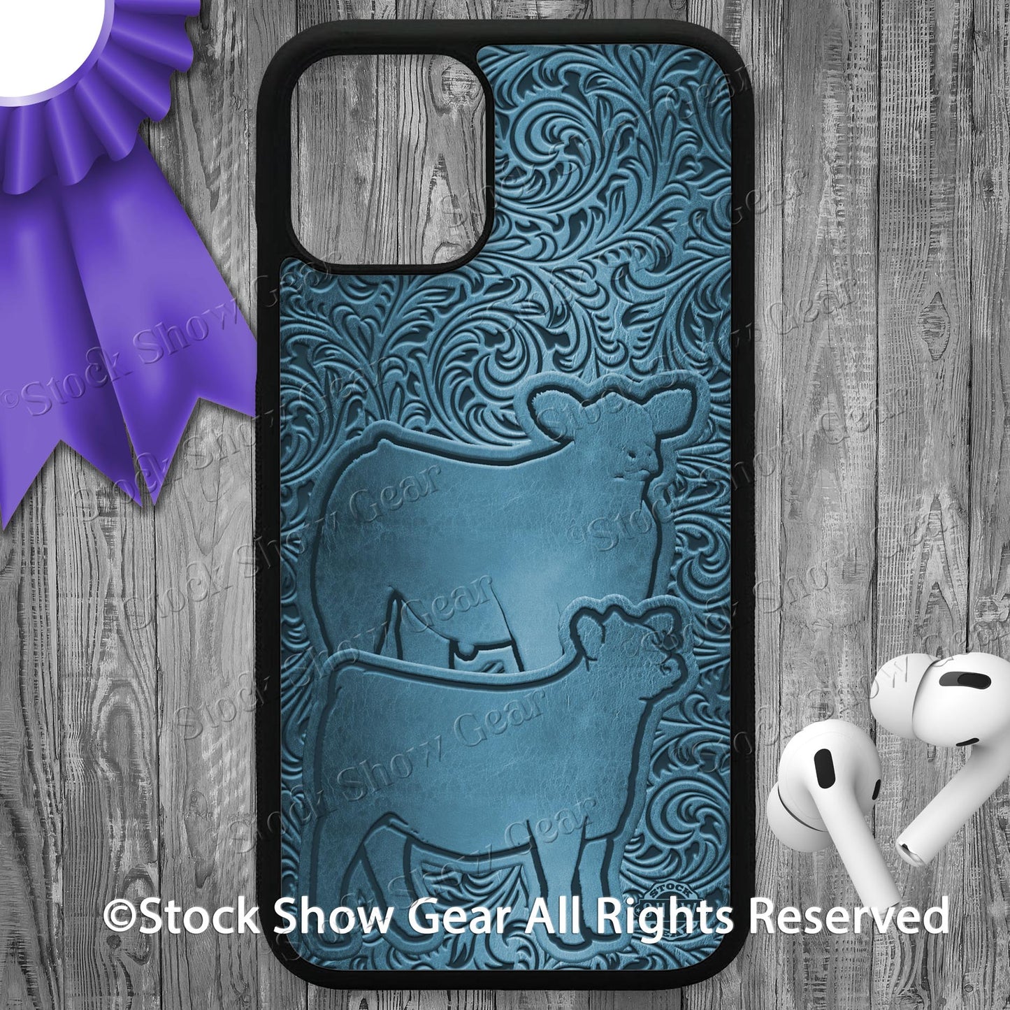Show Heifer-Steer Combo "Tooled Leather-Look" Phone Cases-iPhone and Samsung