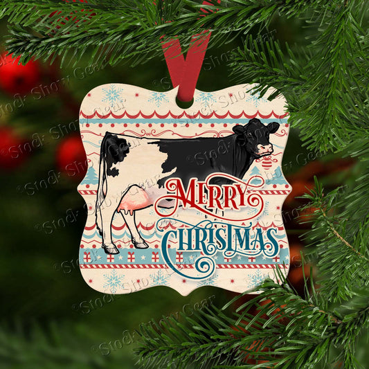 Black Holstein Dairy Cow Wood Christmas Ornaments
