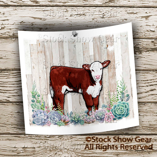 Red Hereford Calf "Succulents" Drinkware Design