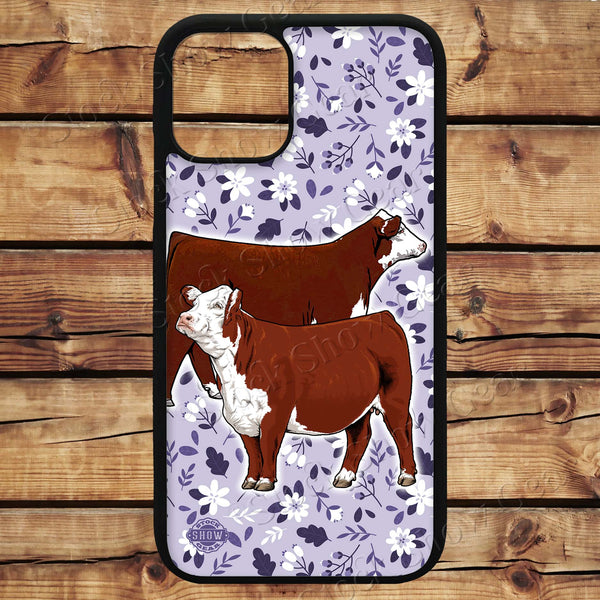 Red Hereford "Lavender Floral" Phone Case Design-Made to Order