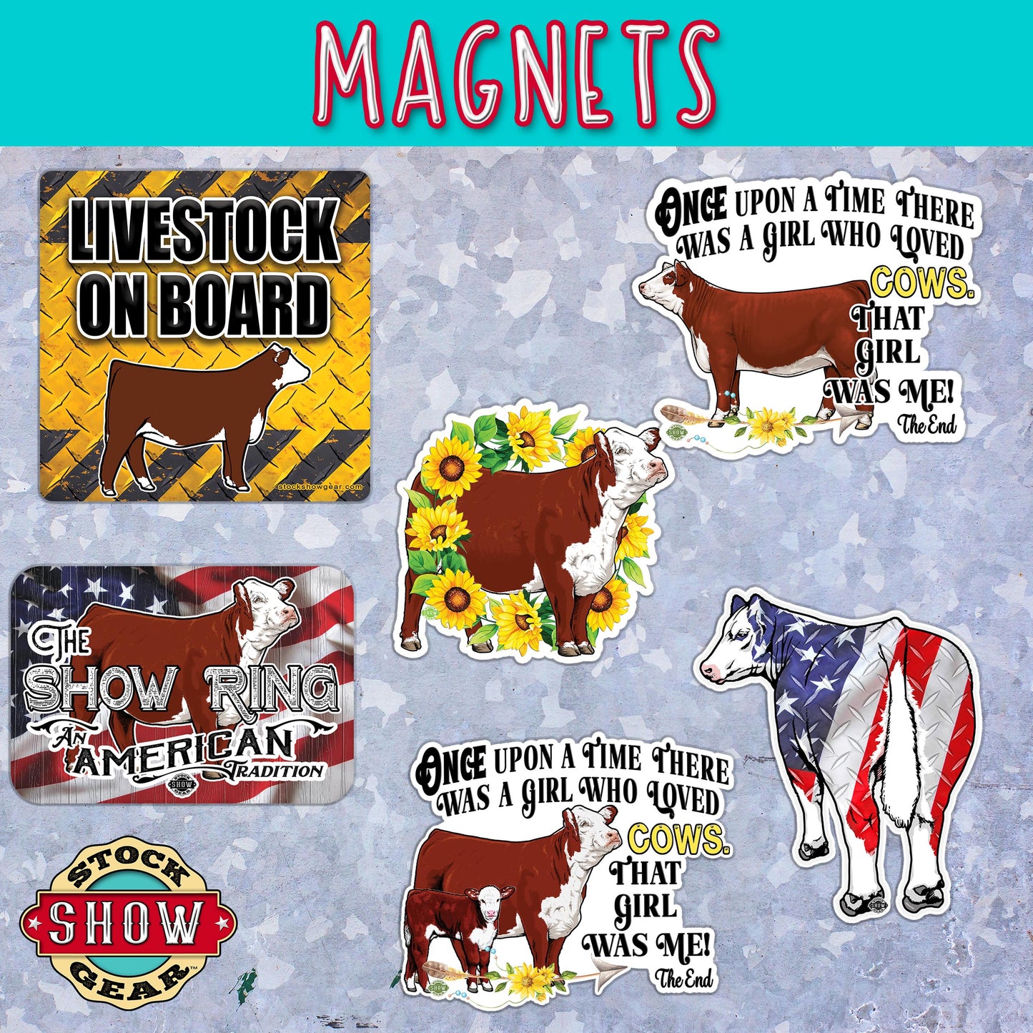 Red Hereford Cattle Magnets - Variety of Designs