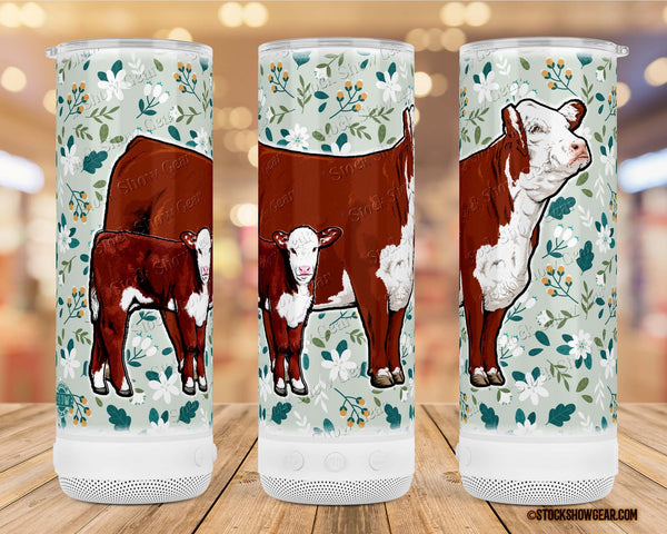 Red Hereford "Green Floral" Bluetooth Speaker Tumbler