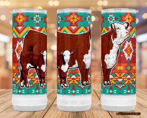 Red Hereford "Colorful Aztec" Bluetooth Speaker Tumbler