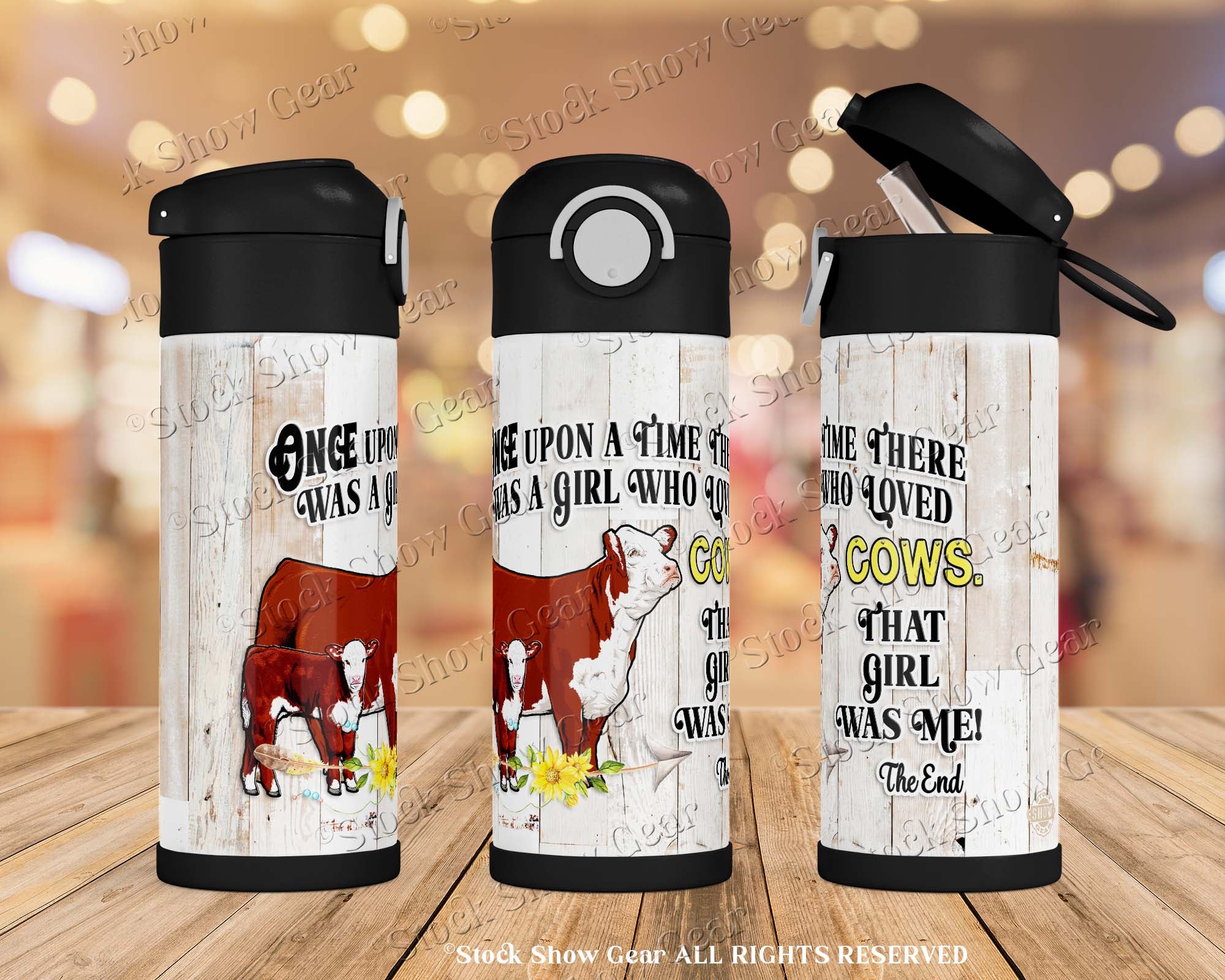 Red Hereford "Storytime" Girls 12oz Color Flip Top Water Bottle