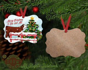 One and All Red Hereford Cattle Christmas Ornament