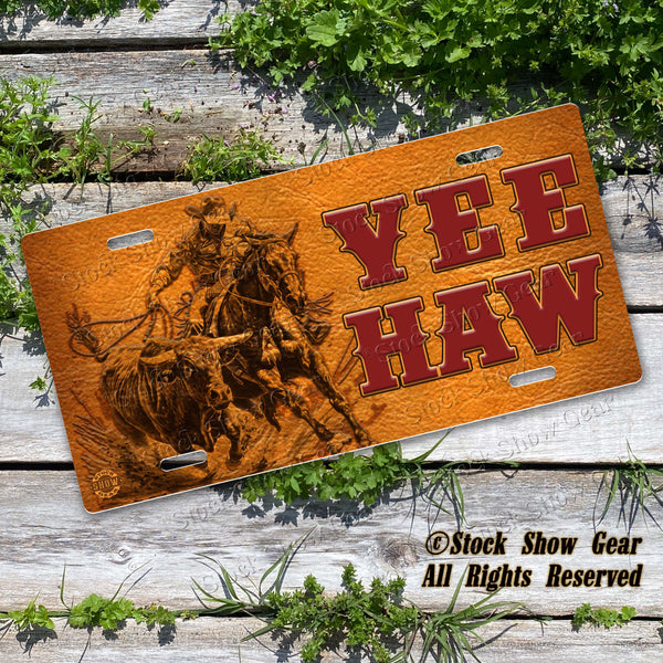 Cattle Roping Cowboy License Plate Designs