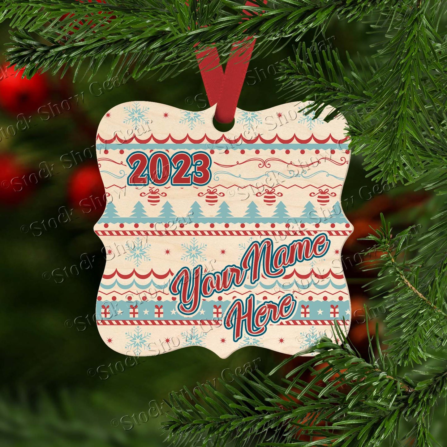 Red and White Dairy Cow Wood Christmas Ornaments