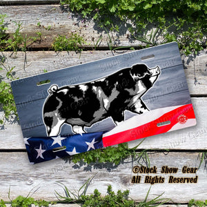 Show Pig "Planked Wood Flag" License Plates