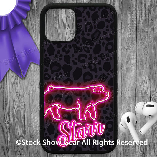 Show Pig Black-Leopard-Neon-Sign Phone Cases-iPhone and Samsung
