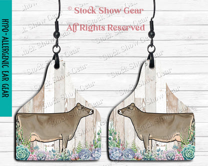 Brown Swiss Dairy Cow Earrings - Variety of Designs