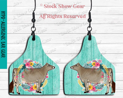 Brown Swiss Dairy Cow Earrings - Variety of Designs