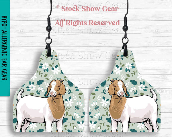 Boer Goat "Green Floral" Earring Designs