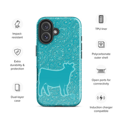 Show Heifer | Teal Tooling | Tough Case for iPhone®