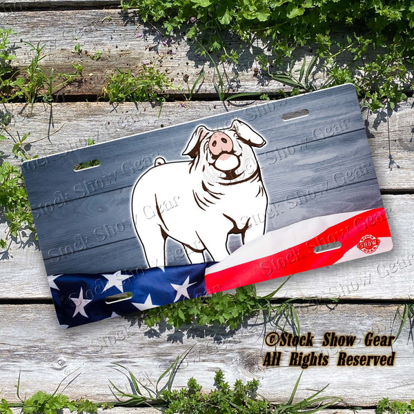 Landrace Pig "Planked Wood Flag" License Plate Design