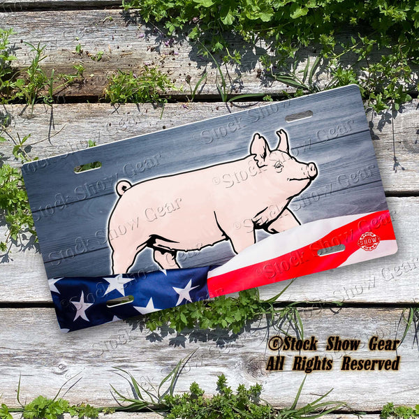Yorkshire Pig "Planked Wood Flag" License Plate Design