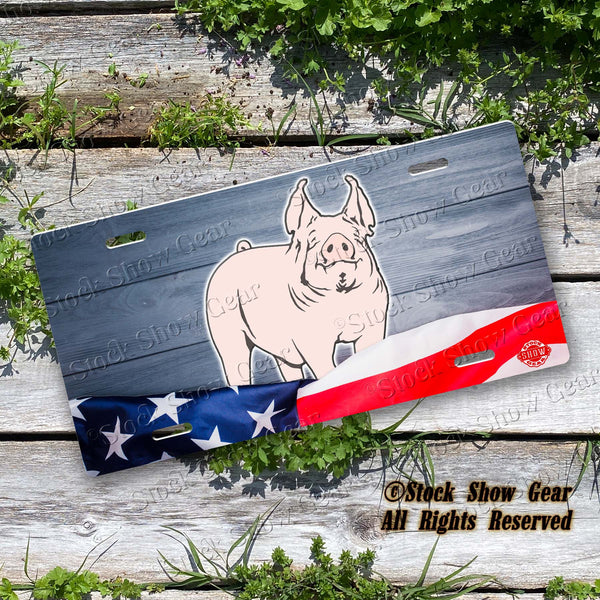 Yorkshire Pig "Planked Wood Flag" License Plate Design