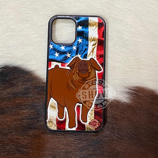 Duroc Pig Phone Cases - USA Flag Print - Apple and Samsung