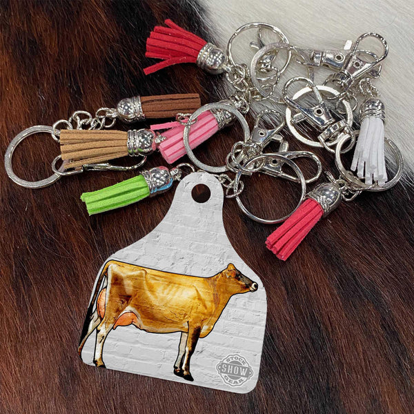 Jersey Cattle Ear Tag Keychains